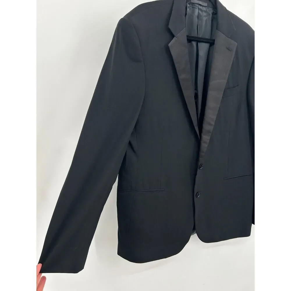 RALPH LAUREN Black Label Mens Black Tuxedo Jacket Satin Peak Lapel Wool Size 44L